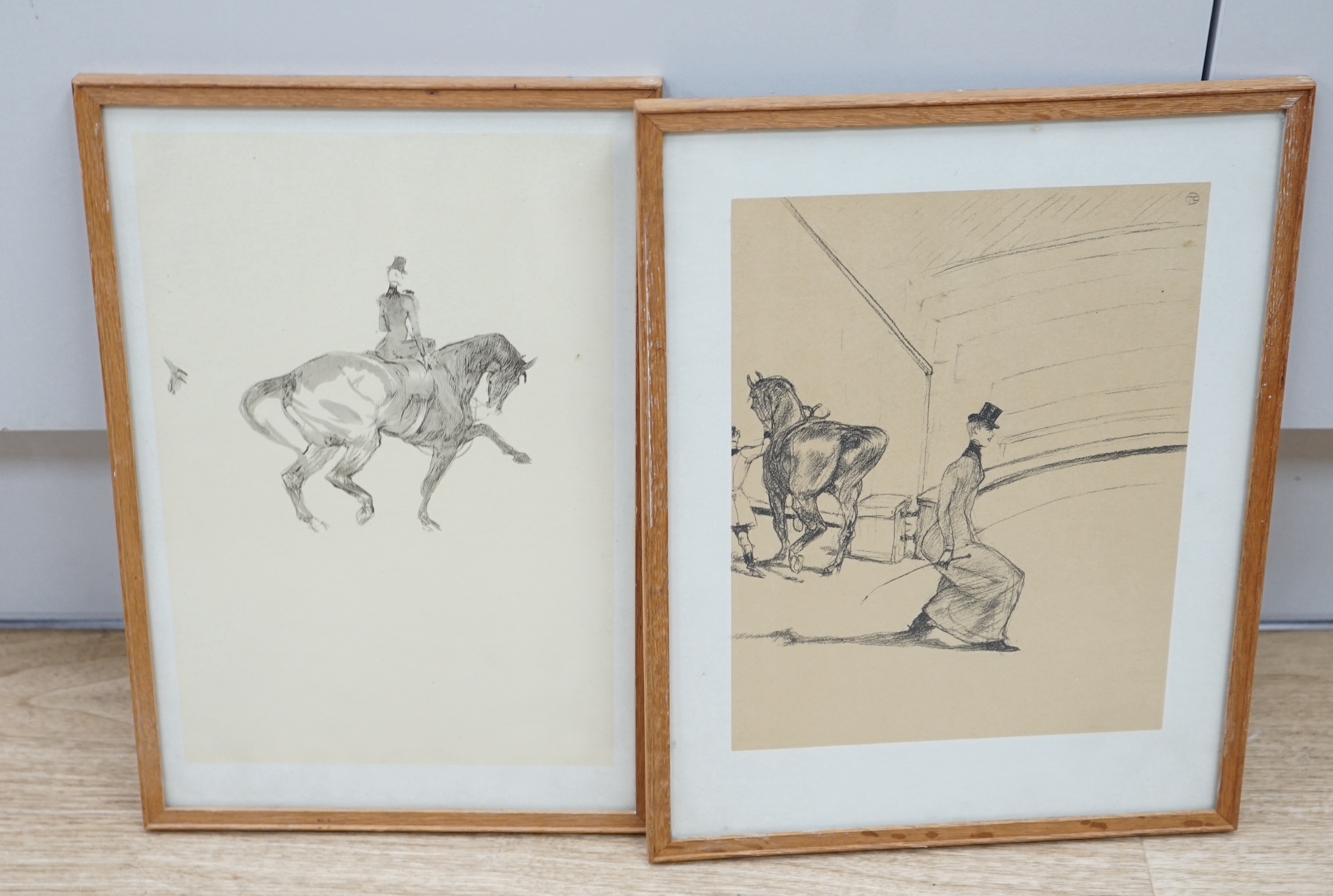 After Henri de Toulouse-Lautrec (French, 1864-1901), set of three lithographs, Spanish riding school and dressage scenes, unsigned, each 31 x 23cm